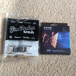 Guitar capo and picks